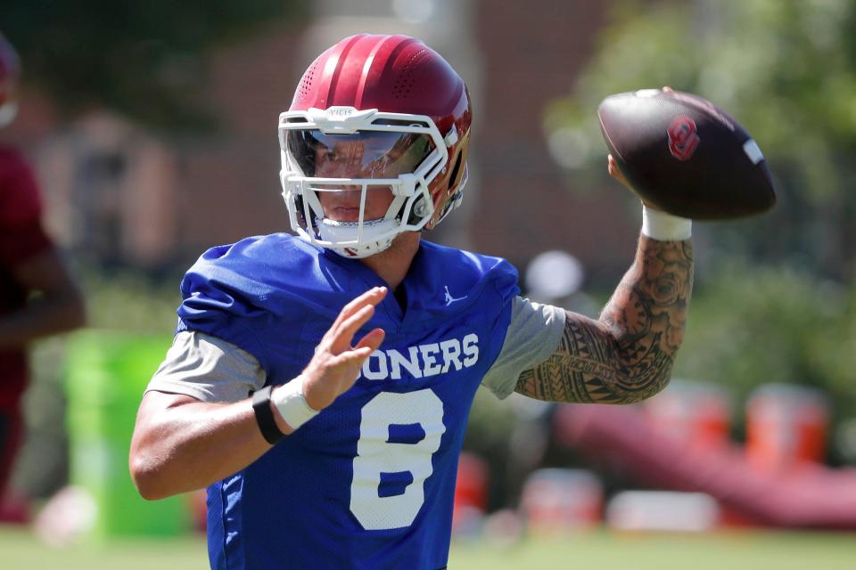 With Dillon Gabriel (8) much more settled in and Jackson Arnold waiting in the wings, OU's quarterback situation is much more stable in 2023.