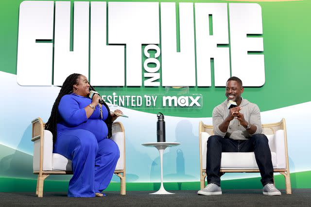 <p>Emma McIntyre/Getty Images</p> (L-R) Brande Victorian and Sterling K. Brown speak onstage during CultureCon LA 2023 on June 17, 2023.