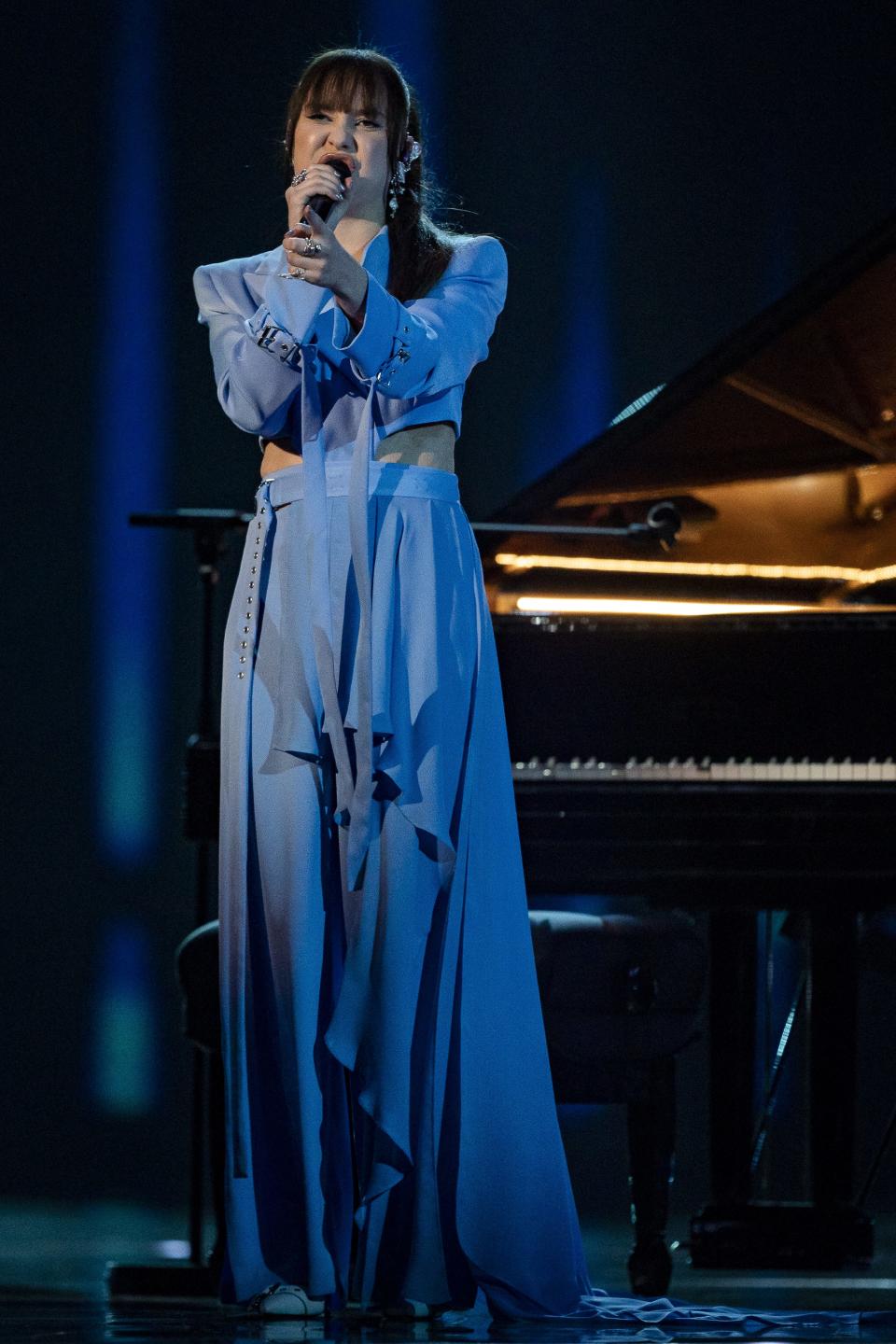 Alika Milova of Estonia at the 2023 Eurovision Song Contest.