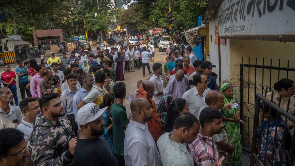 Voters wait to cast their vote in Chandivali, Mumbai, on May 20, 2024. - Satish Bate/Hindustan Times/Getty Images