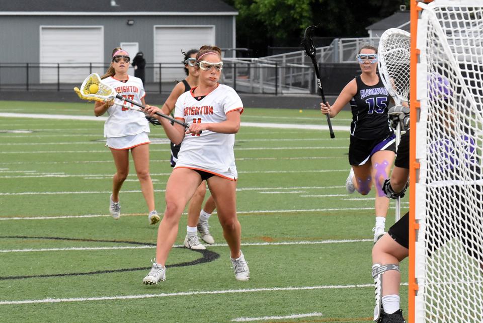 Brighton's Georgia Gill scored two goals in a 14-7 victory over Bloomfield Hills in a Division 1 state semifinal lacrosse game on Wednesday, June 8, 2022 at Brighton.