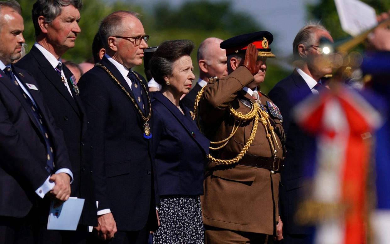 The Princess Royal stands as a bugler plays the Last Post during the Royal British Legion Service of Commemoration