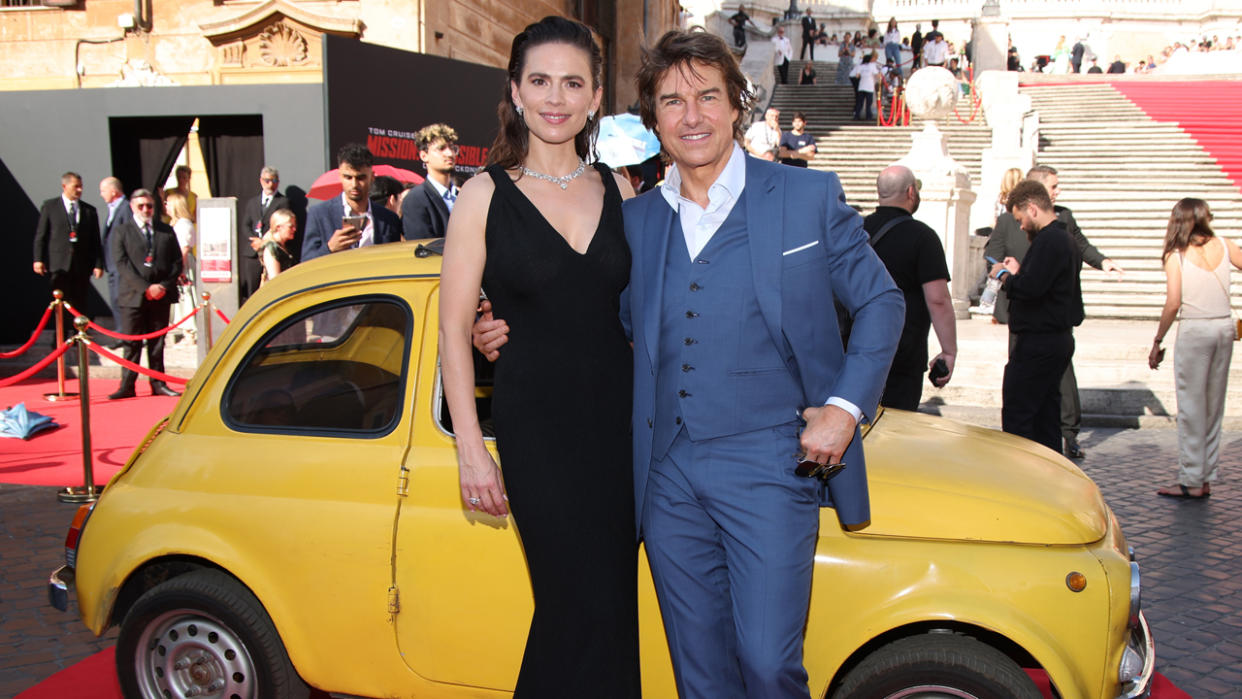  ROME, ITALY - JUNE 19: Hayley Atwell and Tom Cruise attend the Red Carpet at the Global Premiere of “Mission: Impossible - Dead Reckoning Part One” presented by Paramount Pictures and Skydance at The Spanish Steps on June 19, 2023 in Rome, Italy. 