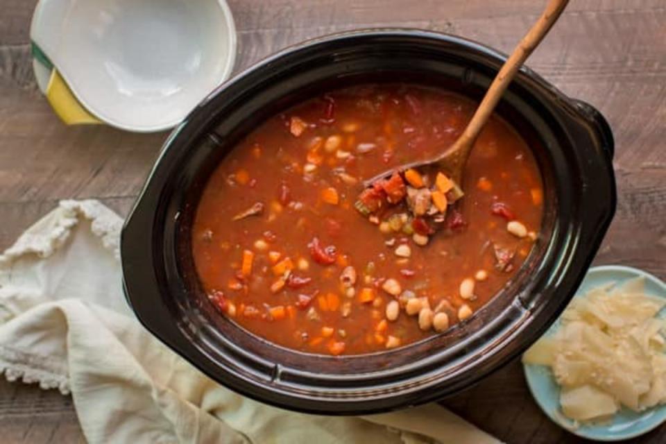 <p>The Magical Slow Cooker</p><p>A tomato based soup with white beans and tender beef. Great served with crusty rolls.</p><p><strong>Get the Recipe: <a href="https://www.themagicalslowcooker.com/slow-cooker-hearty-italian-beef-soup/" rel="nofollow noopener" target="_blank" data-ylk="slk:Crock Pot Hearty Italian Beef Soup;elm:context_link;itc:0;sec:content-canvas" class="link ">Crock Pot Hearty Italian Beef Soup</a></strong></p>