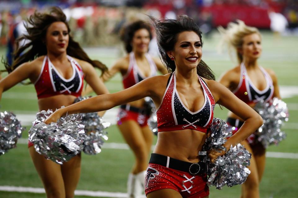 <p>Atlanta Falcons cheerleaders perform during the game against the Seattle Seahawks at the Georgia Dome on January 14, 2017 in Atlanta, Georgia. (Photo by Gregory Shamus/Getty Images) </p>