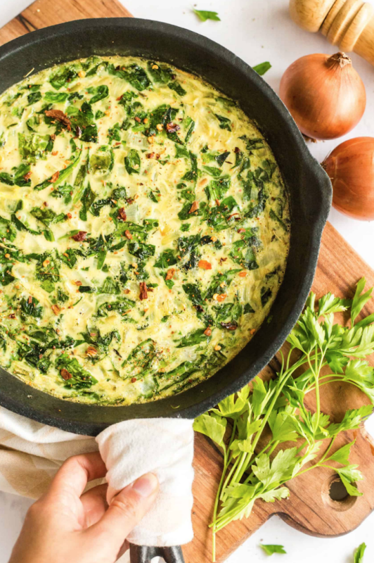 Dish by Dish<p>A crustless spinach quiche that's tasty, low-carb, and delicious. Perfect for a light lunch or dinner, this quiche is gluten-free, dairy-free and paleo.</p><p><strong>Get the recipe: <a href="https://www.dishbydish.net/easy-crustless-spinach-quiche-gluten-free-dairy-free/" rel="sponsored" target="_blank" data-ylk="slk:Crustless Spinach Quiche (Gluten-Free, Dairy-Free);elm:context_link;itc:0;sec:content-canvas" class="link "><em>Crustless Spinach Quiche (Gluten-Free, Dairy-Free)</em></a></strong></p>