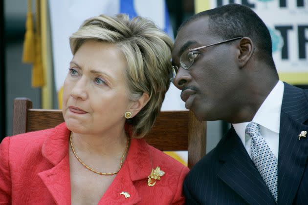 Buffalo Mayor Byron Brown consults with then-Sen. Hillary Clinton (D-N.Y.) in 2007. His long tenure as mayor has inspired both deep loyalty and dissatisfaction from voters. (Photo: David Duprey/Associated Press)