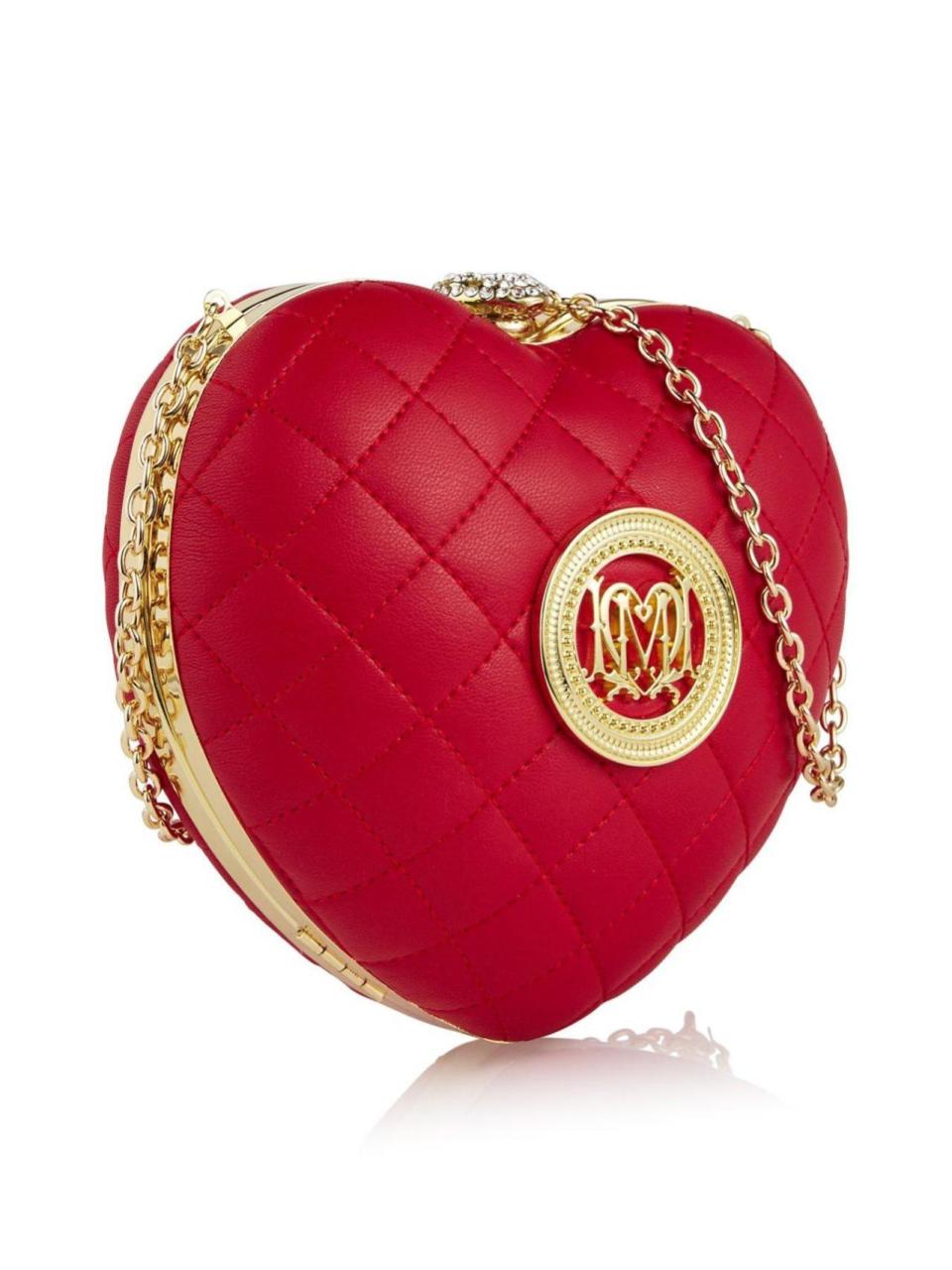 <p>Trust Moschino to go all sassy with this very cute heart number. Definitely a bag to make a statement with.<i><a href="http://www.veryexclusive.co.uk/love-moschino-superquilted-heart-evening-bag-red/1600055235.prd" rel="nofollow noopener" target="_blank" data-ylk="slk:[Moschino, £130];elm:context_link;itc:0;sec:content-canvas" class="link "> [Moschino, £130]</a></i></p>