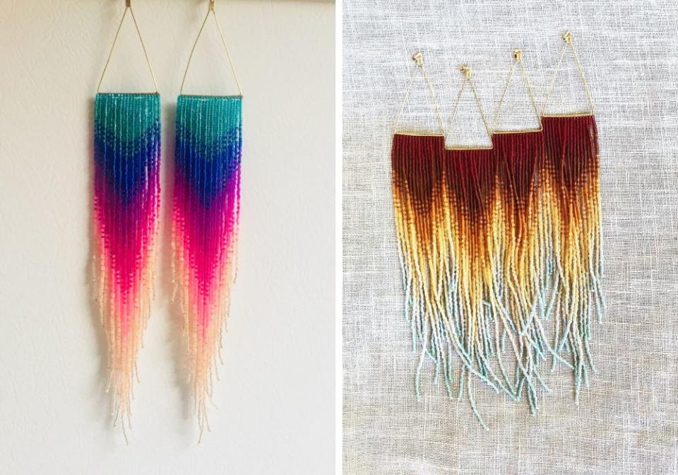 Left to right: Insane Rainbow Fringe Earrings, $215; CTFO Fringe Earrings, $215 (Photo: Only Child)