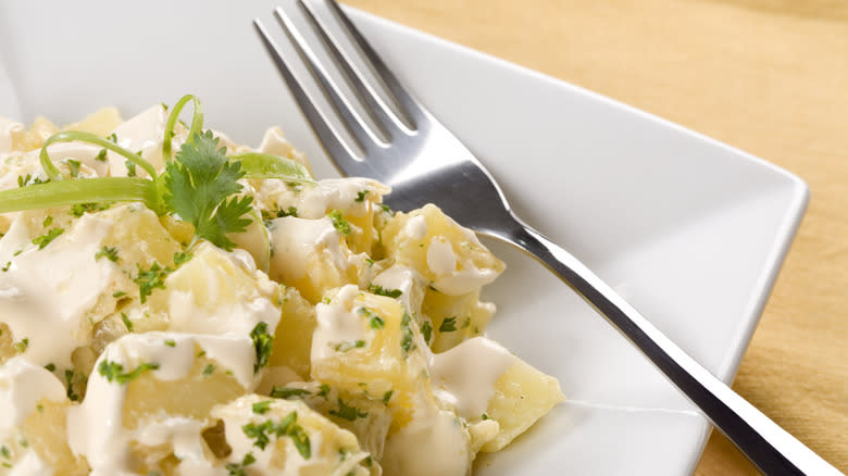 potato salad with fork