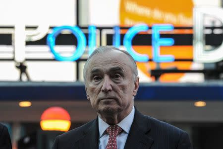 William Bratton, Police Commissioner of New York City speaks at a news conference in Times Square in the Manhattan borough in New York, March 22, 2016. REUTERS/Stephanie Keith