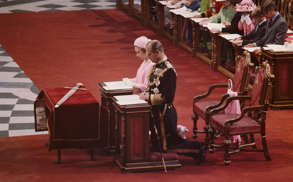 Queen Elizabeth II and Prince Philip at St Paul's Cathedral for the Queen's Silver Jubilee, 1977 - Fox Photos/Hulton Archive/Getty Images