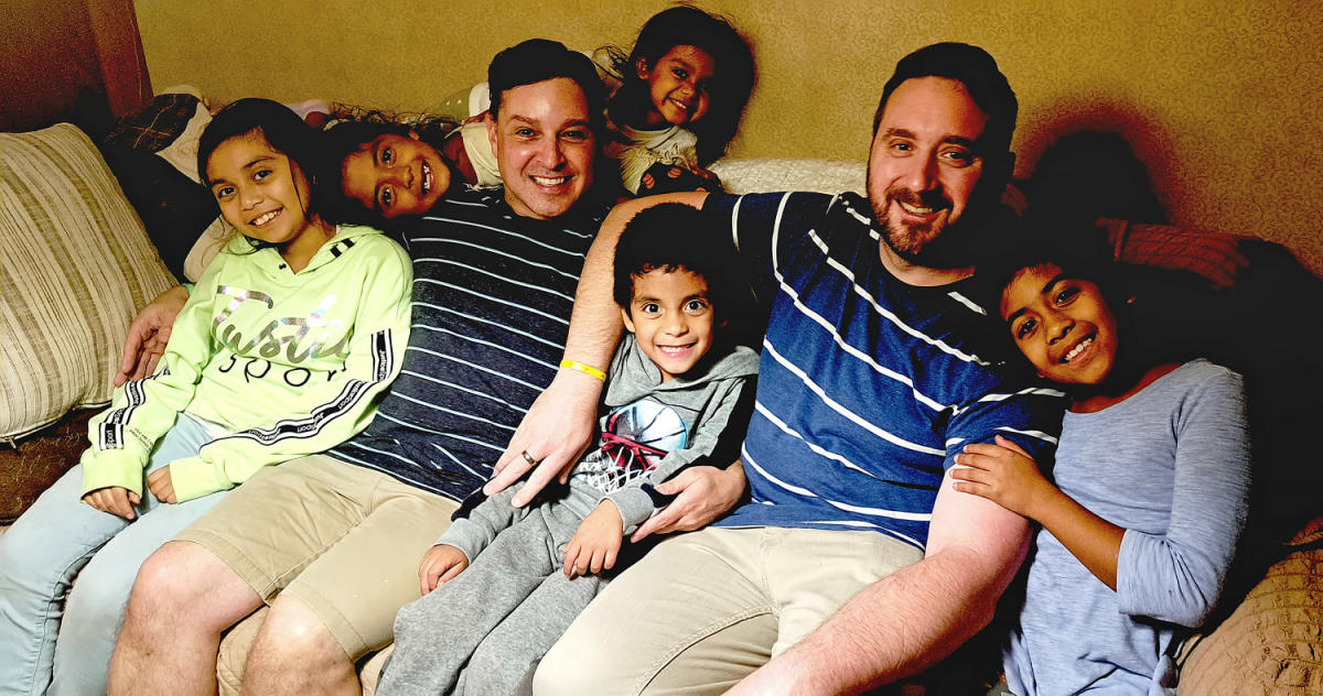 From 2 to… 7!  Dads adopt 5 brothers and sisters from a foster family to start their family
