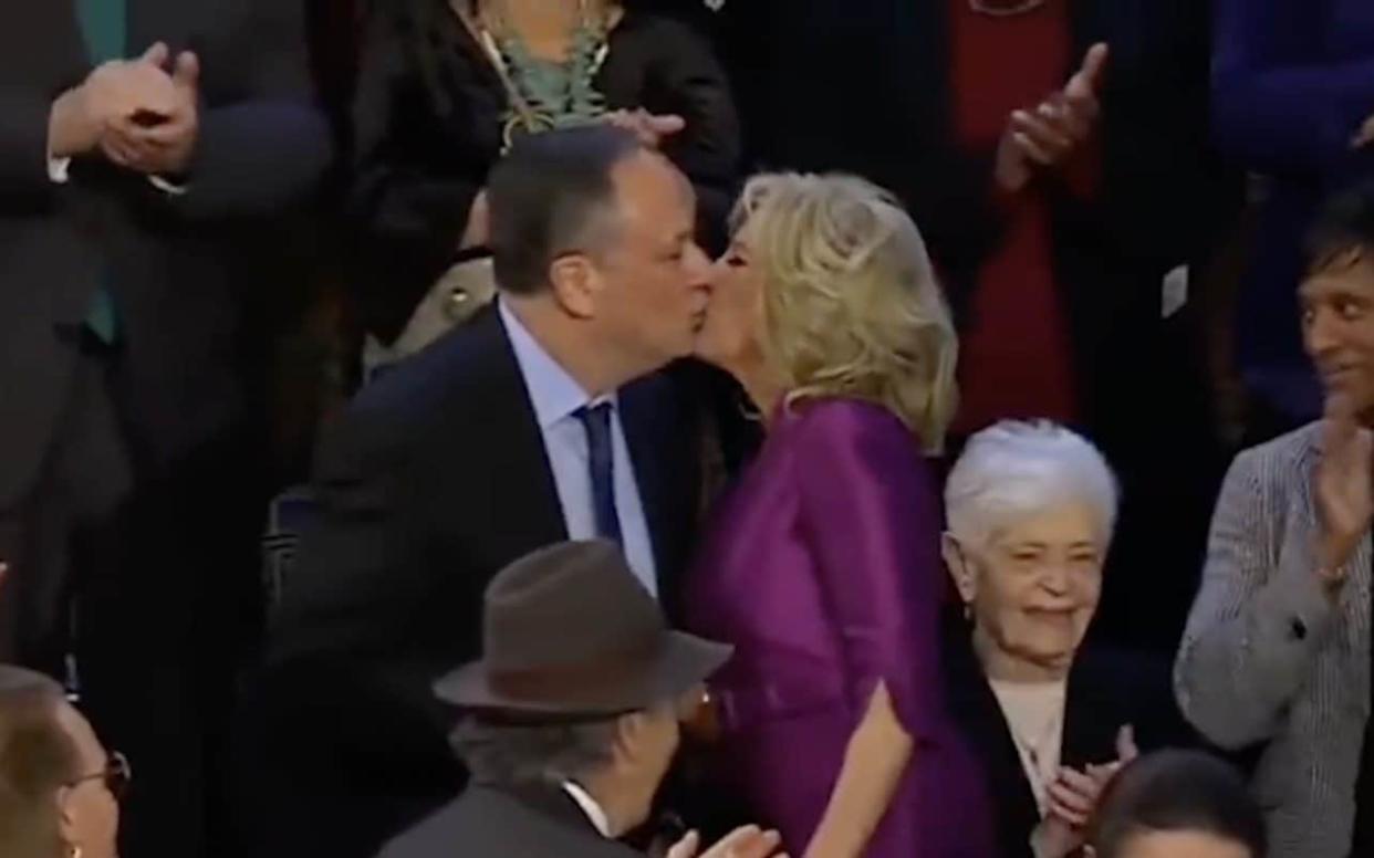 Jill Biden and Doug Emhoff kiss - C SPAN1