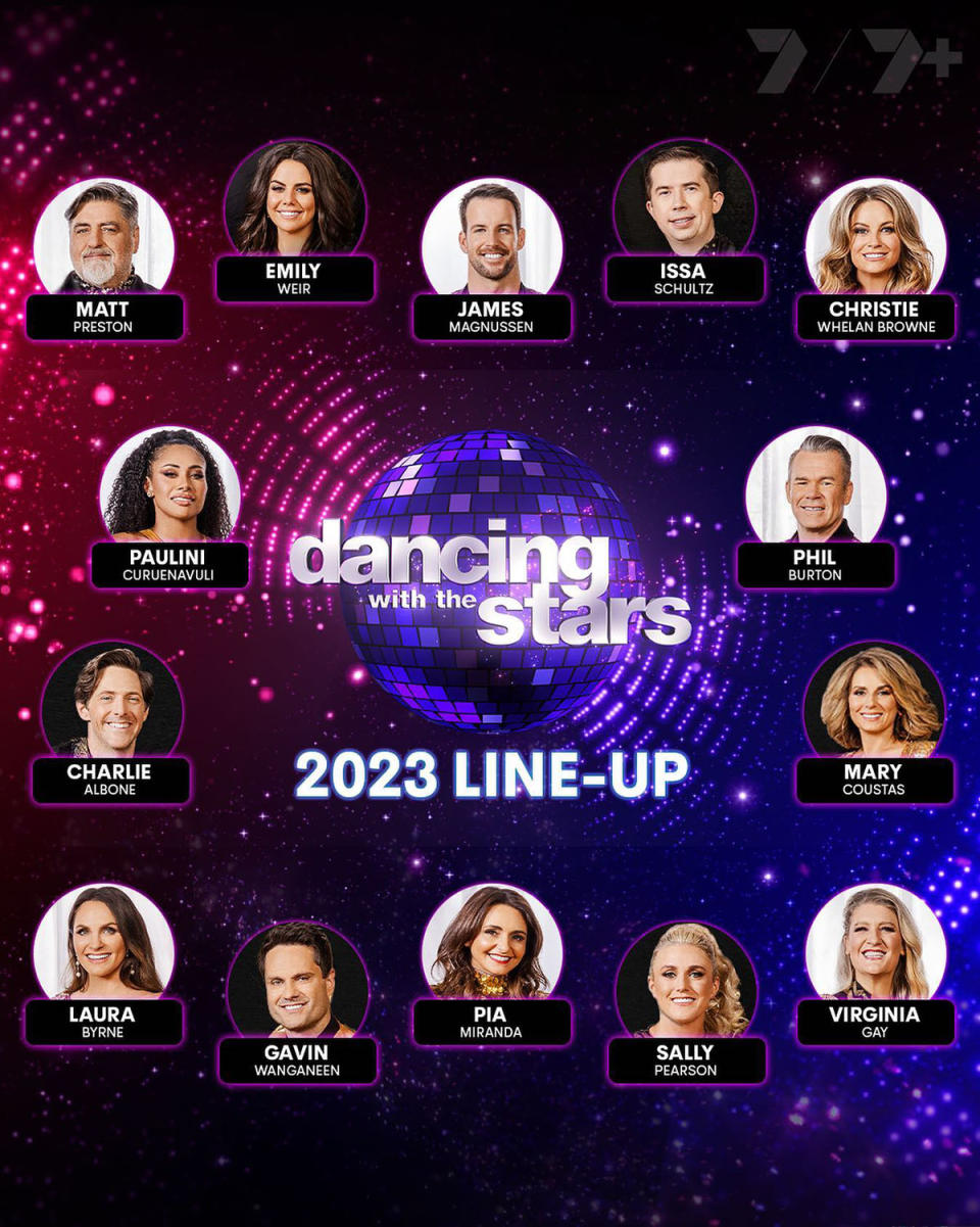 Dancing with the Stars 2023 line-up graphic made by Seven Network