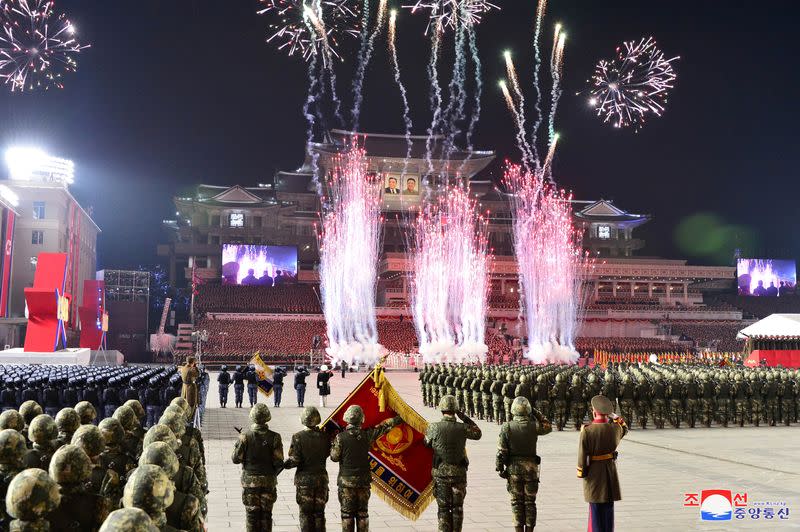 Military parade to mark the founding anniversary of North Korea's army, at Kim Il Sung Square in Pyongyang