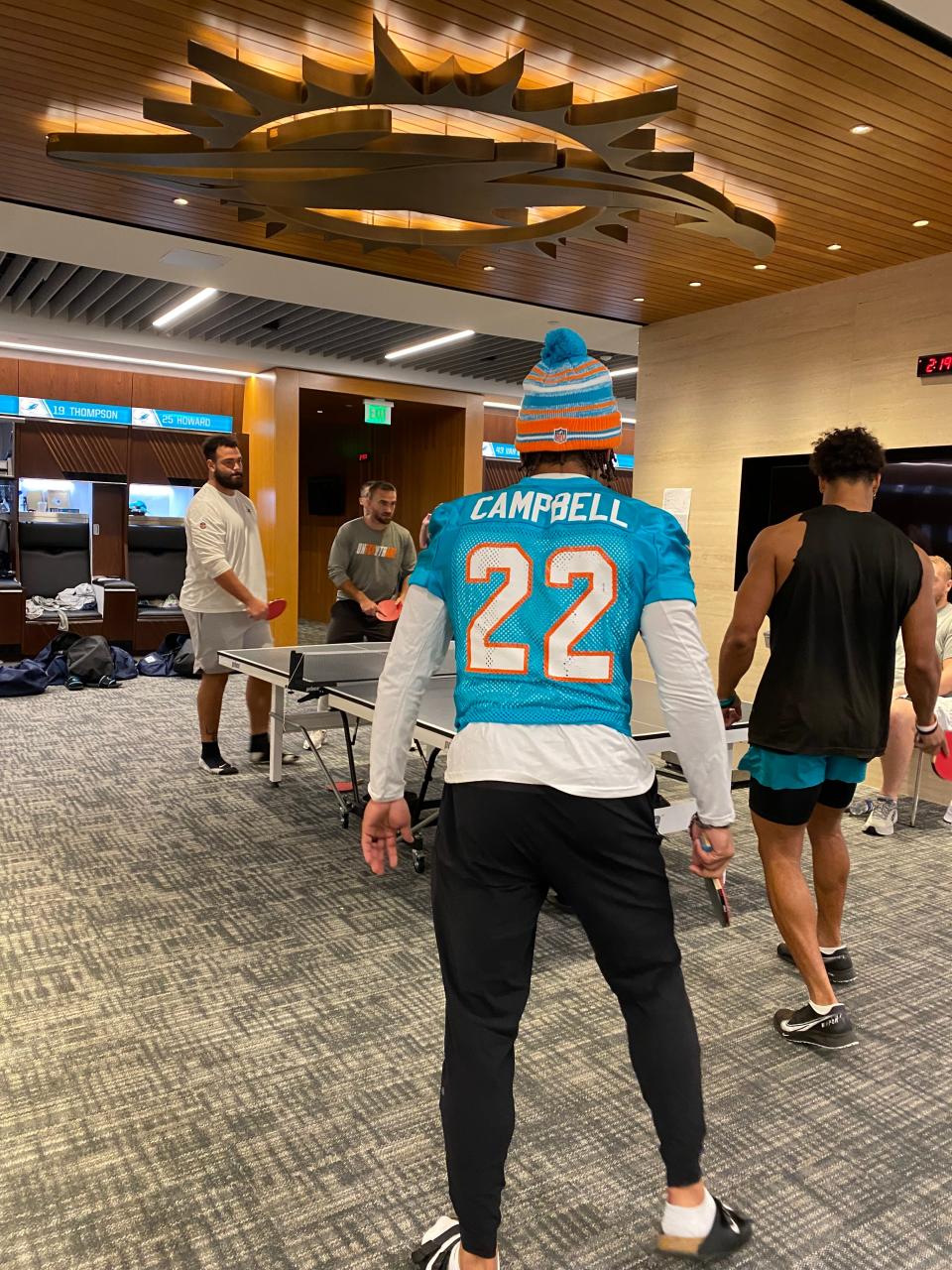 Dolphins players have been holding pingpong tournaments in their locker room since the table showed up during training camp.