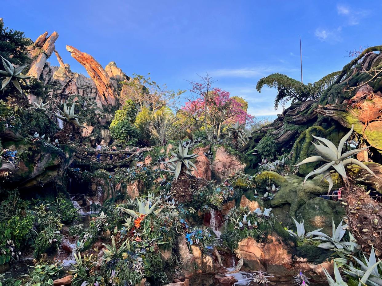 Pandora's exotic flora is on full display along the Avatar Flight of Passage queue at Disney's Animal Kingdom.