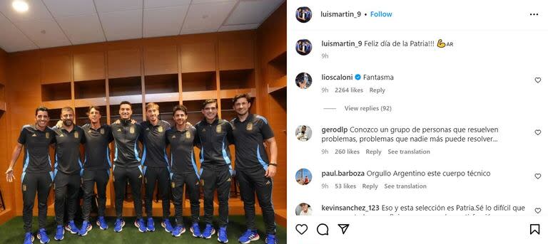 El comentario de Lionel Scaloni a la foto que subió Luis Martín, preparador físico de la selección argentina