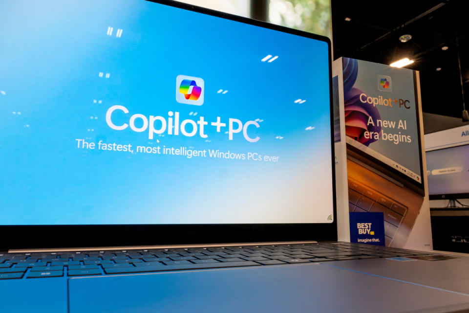 A Samsung laptop with Microsoft Copilot+ PC at a Best Buy store in Union City, Calif.<p>Bloomberg/Getty Images</p>