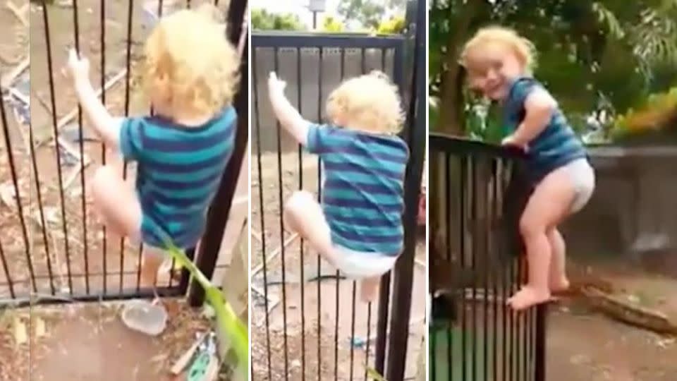 It took two-year-old Brodie 21 seconds to climb a pool fence in his family's Adelaide backyard. Source: 7 News