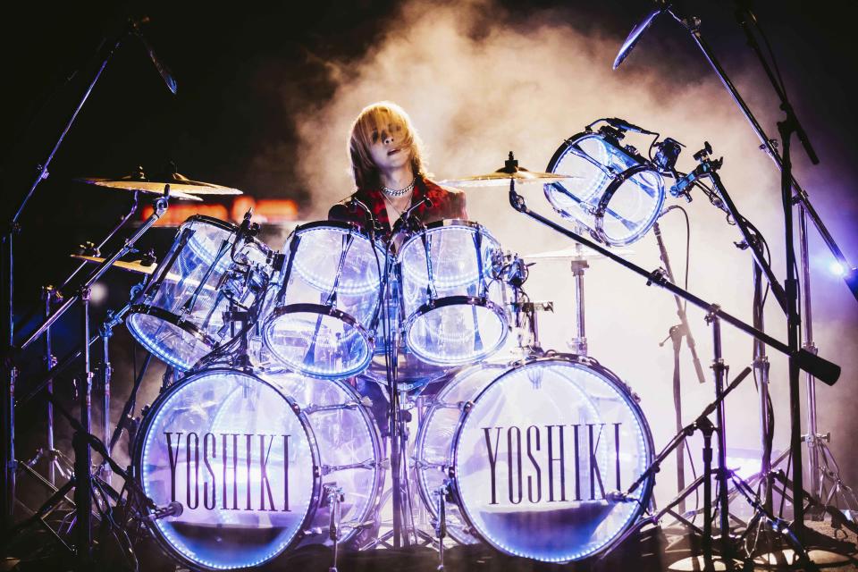 Yoshiki on drums