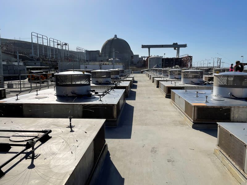 Spent fuel storage is seen at the San Onofre Nuclear Generating Station near San Clemente