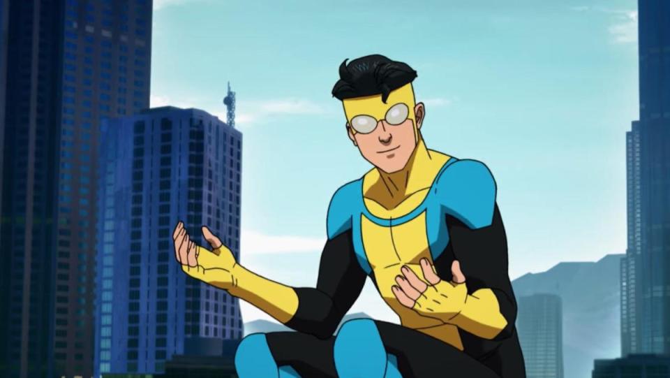 Animated character in Invincible shrugging