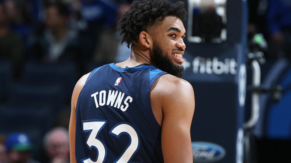 Minnesota Timberwolves superstar Karl-Anthony Towns, pictured, has missed several games with a knee injury.