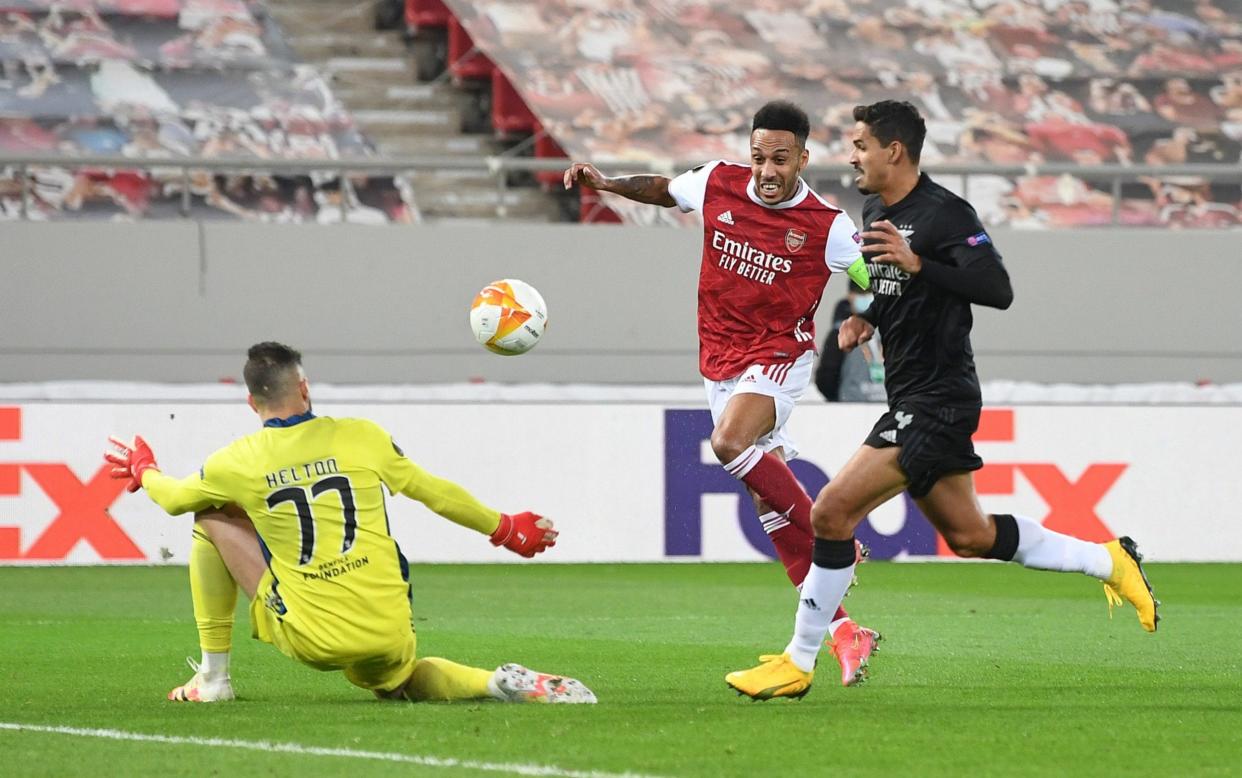 Pierre-Emerick Aubameyang scores for Arsenal - GETTY IMAGES