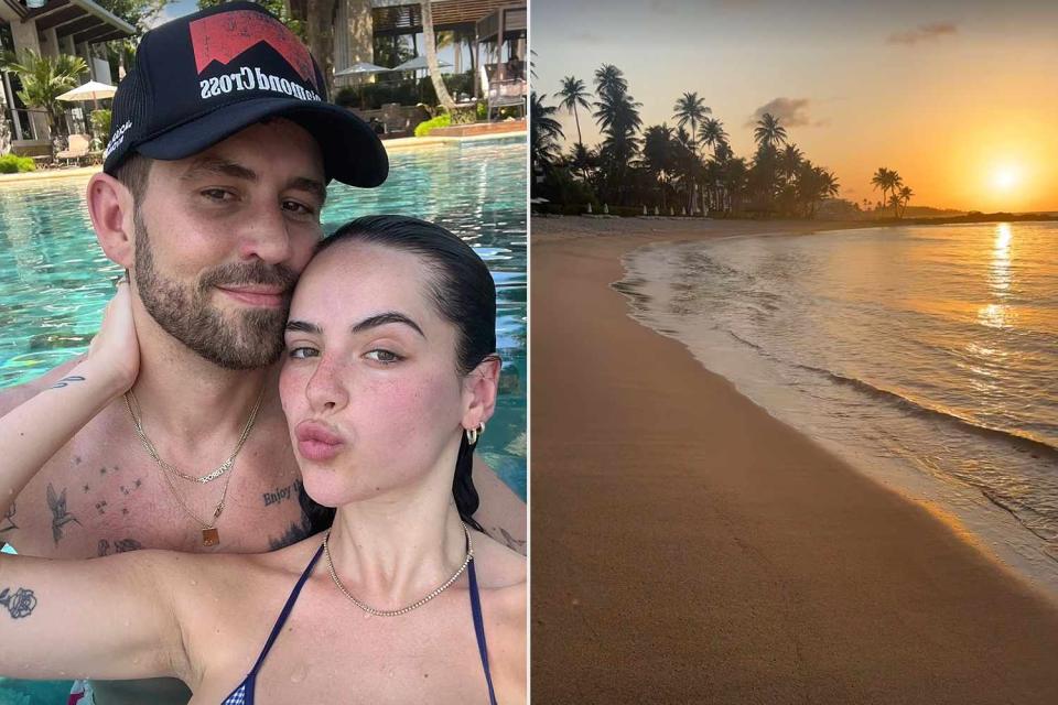<p>Natalie Joy/Instagram; Nick Viall/Instagram</p> Nick Viall and Natalie Joy during their honeymoon in Puerto Rico 
