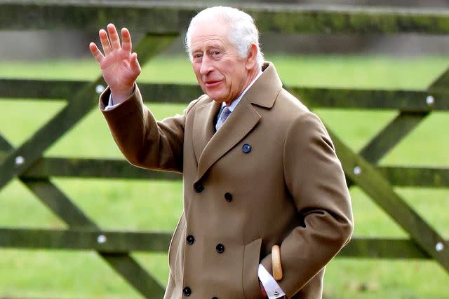 <p>Max Mumby/Indigo/Getty Images</p> King Charles attends church on Jan. 7, 2024