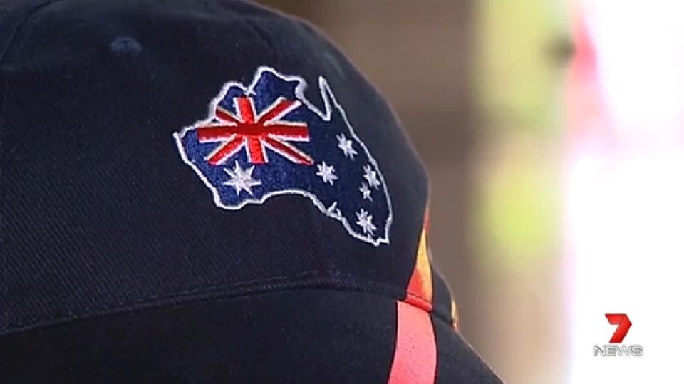 The cap features a map of Australia without our most southern state. Photo: 7News