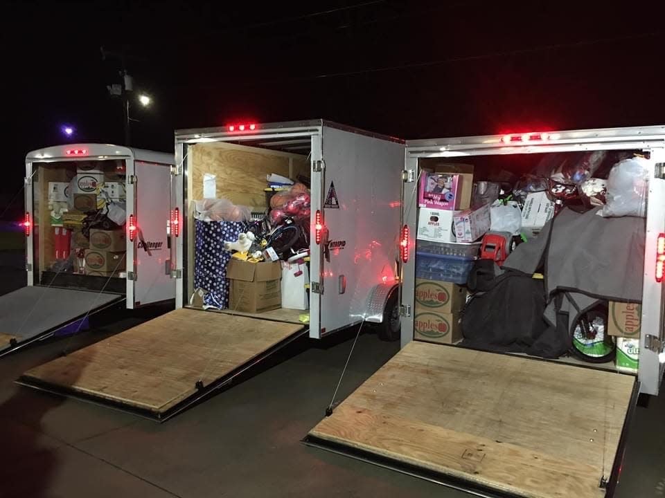 Three large trailers were filled with toys to distribute to children who were impacted by the tornadoes in Kentucky.