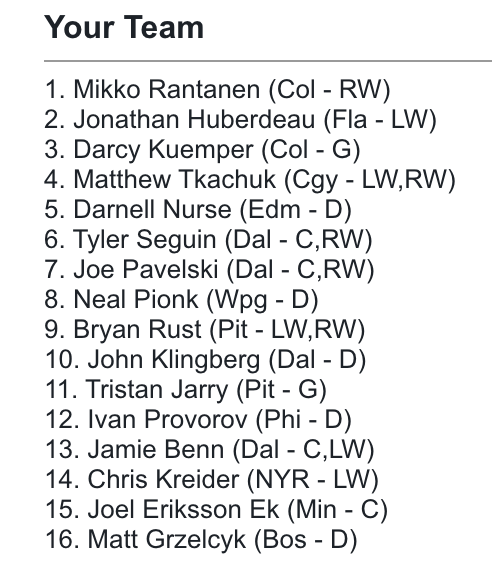 Fantasy hockey mock draft 1.0