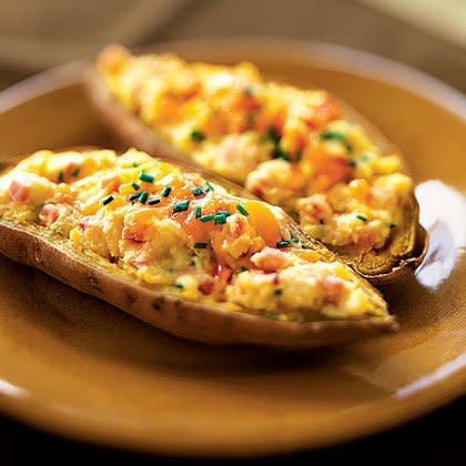 Twice-Baked Sweet Potatoes With Bacon and Sour Cream