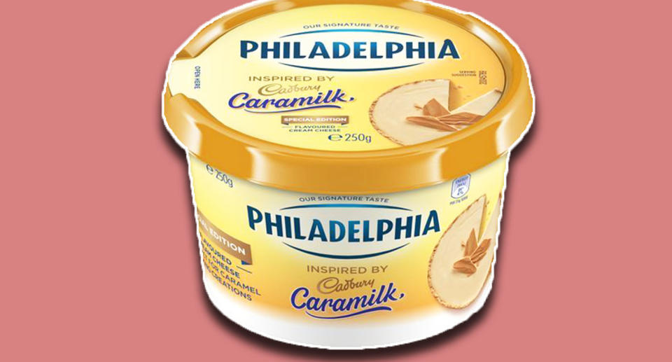 You can now buy Caramilk flavoured cream cheese. [Photo: Cadburys]