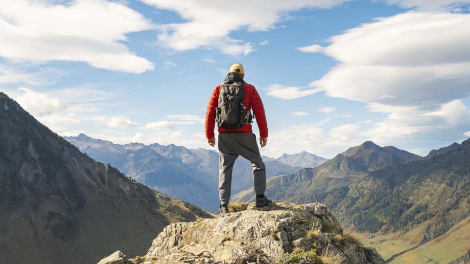 Hiker looks out over the French Pyrenees