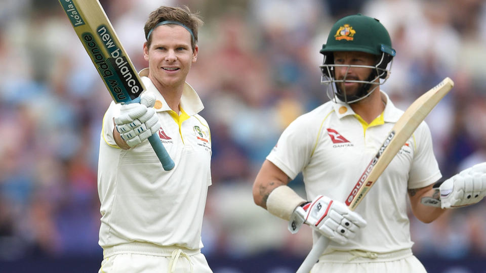 Steve Smith and Matthew Wade both brought up triple figures in the first Test. (Photo by Gareth Copley/Getty Images)