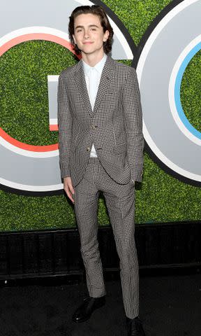 <p>Matt Winkelmeyer/Getty</p> Timothee Chalamet attends the 2017 GQ Men of the Year party on December 7, 2017 in Los Angeles, California.