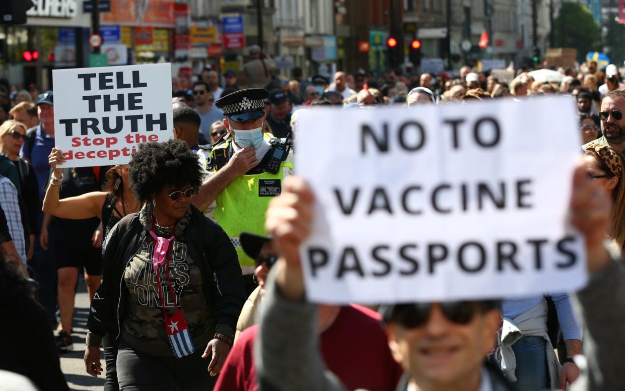 "Unite For Freedom" Protest Against Vaccine Passports Held In London  - Hollie Adams/Getty Images Europe 