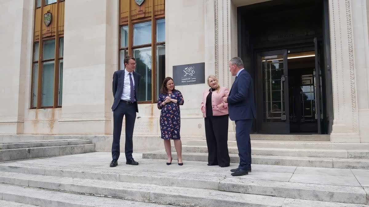 Simon Clarke, Kate Forbes, Rebecca Evans and Conor Murphy met in Cardiff on Wednesday (Welsh Government/PA)