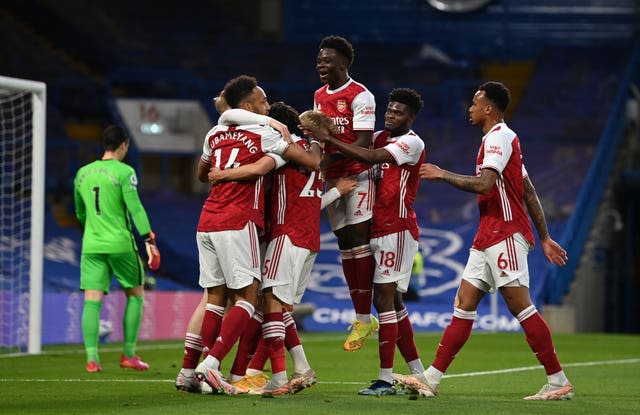 Arsenal celebrate their goal