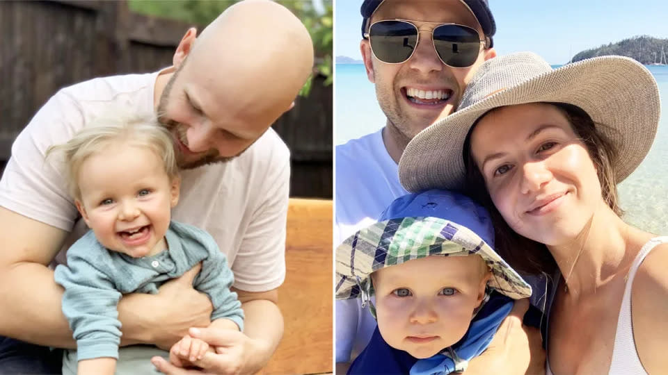 Seen here, Gary and Jordan Ablett enjoying family time with their son Levi.