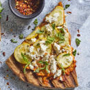 <p>Spreading roasted red pepper hummus on this easy grilled pizza makes a fast and easy base for tender summer squash and salty chunks of feta. Best of all? This healthy pizza is ready in 20 minutes. <a href="https://www.eatingwell.com/recipe/263886/greek-summer-squash-grilled-pizza/" rel="nofollow noopener" target="_blank" data-ylk="slk:View Recipe;elm:context_link;itc:0;sec:content-canvas" class="link ">View Recipe</a></p>