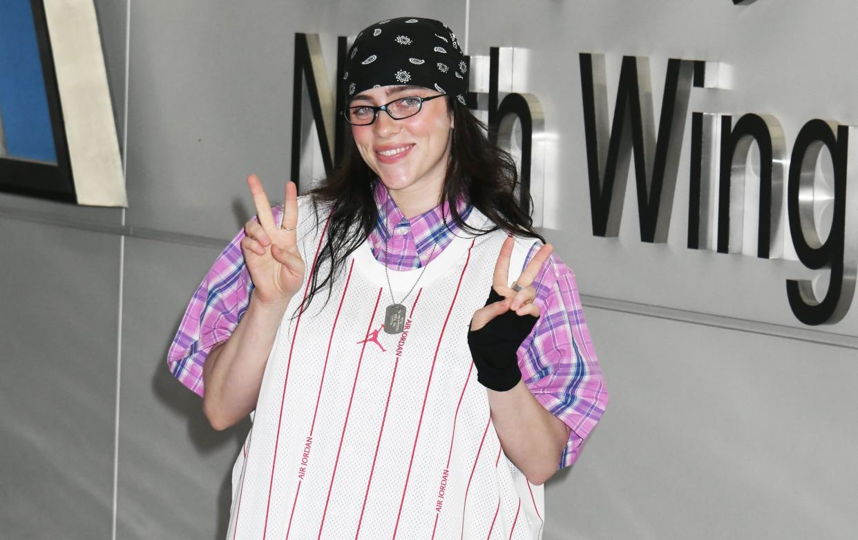 Billie Eilish is seen upon arrival at Narita International airport in Narita, Japan