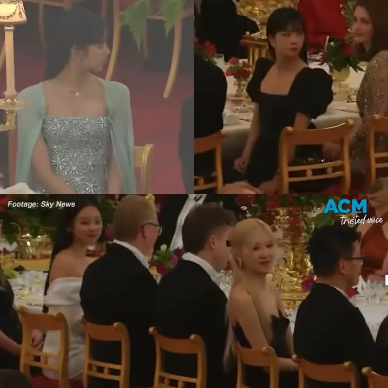 ▲Lisa（左上）、Jisoo（右上）、Jennie和Rosé表情全都錄。（圖／翻攝自Australian Community Media YouTube）