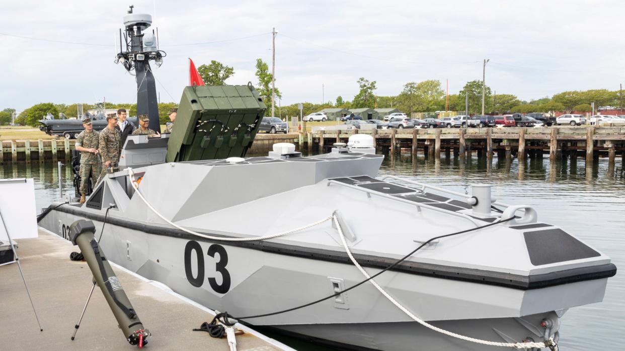 Our Best Look Yet At The Marines' New Loitering Munition Toting Drone Boat photo