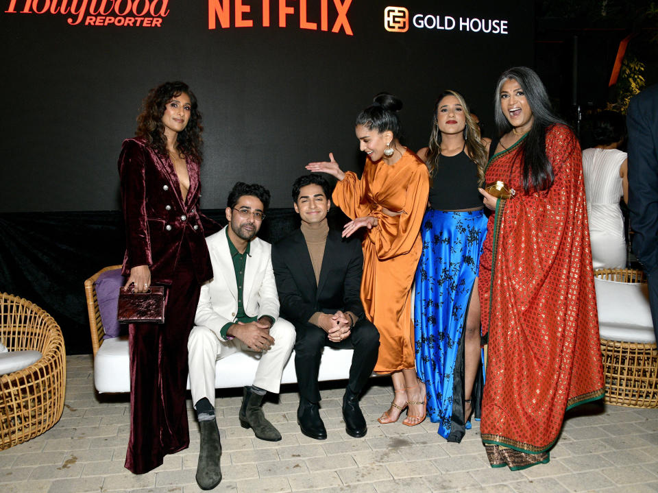 Sarayu R. Blue, Suraj Sharma, Anirudh Pisharody, Pallavi Sharda, Deepti Vempati, and Swati Shetty attend the Asian Pacific Islander Excellence Celebration