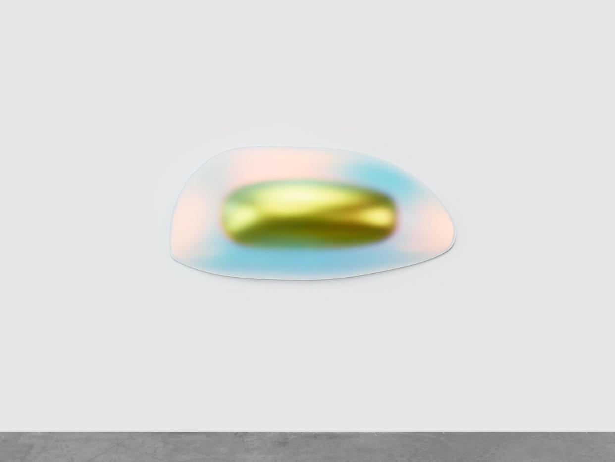 "Trapezpoid (Cyan Gold)," (2019), by Gisela Colón.